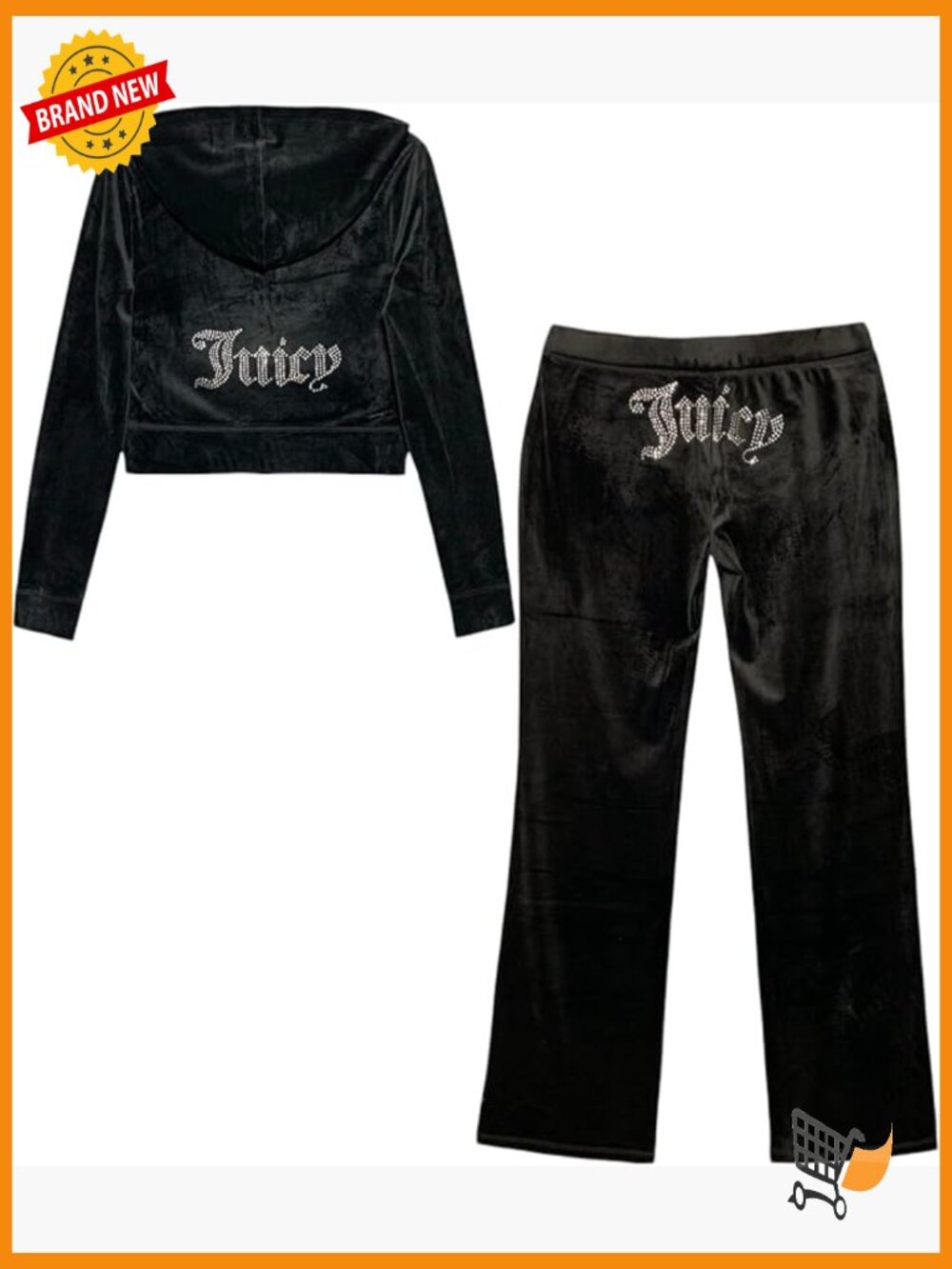 Velour Tracksuit 2-Piece Set Bling Hoodie Joggers Size Large